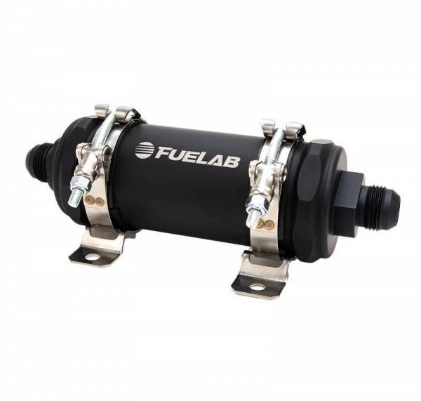 Fuelab PRO Series Extreme Flow In - Line Fuel Filter 10GPM - 10AN Inlet/10AN Outlet 6 Micron Fiberglass Element Matte Black - 86833 - Subimods.com