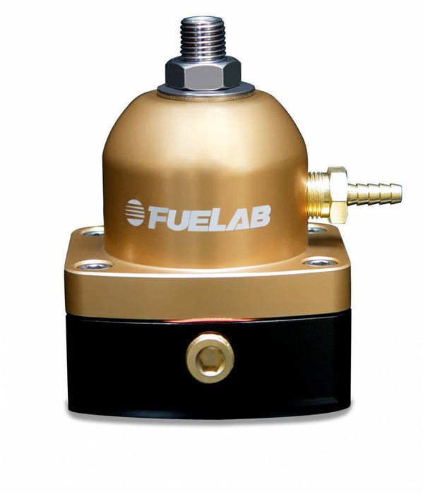 Fuelab Universal EFI Adjustable Mini Fuel Pressure Regulator 25 - 90 psi 2 - 6AN Inlets 1 - 6AN Return Gold - 53501-5 - Subimods.com