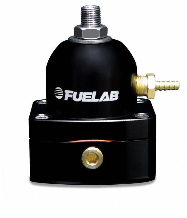 Fuelab Universal EFI Adjustable Mini Fuel Pressure Regulator In - Line 25 - 90 psi 1 - 6AN Inlet 1 - 6AN Return Black - 54501-1 - Subimods.com