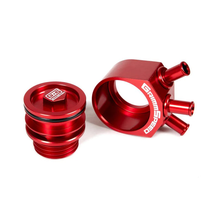 GrimmSpeed Air Oil Separator Red 2008 - 2014 WRX / 2005 - 2009 Legacy GT / 2009 - 2013 Forester XT / 2005 - 2009 Outback XT - 078016R - Subimods.com