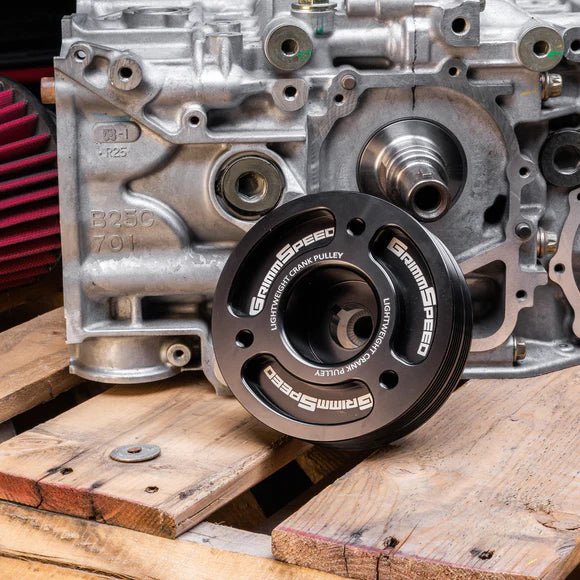 GrimmSpeed Lightweight Crank Pulley Black 2002 - 2014 WRX / 2004 - 2021 STI / 2005 - 2009 Legacy GT / 2004 - 2013 Forester / 2003 - 2009 Outback / 2003 - 2006 Baja / 2002 - 2012 Impreza - 095015BK - Subimods.com