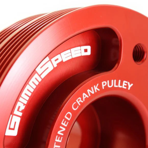 GrimmSpeed Lightweight Crank Pulley Red 2002 - 2014 WRX / 2004 - 2021 STI / 2005 - 2009 Legacy GT / 2004 - 2013 Forester / 2003 - 2009 Outback / 2003 - 2006 Baja / 2002 - 2012 Impreza - 095015R - Subimods.com