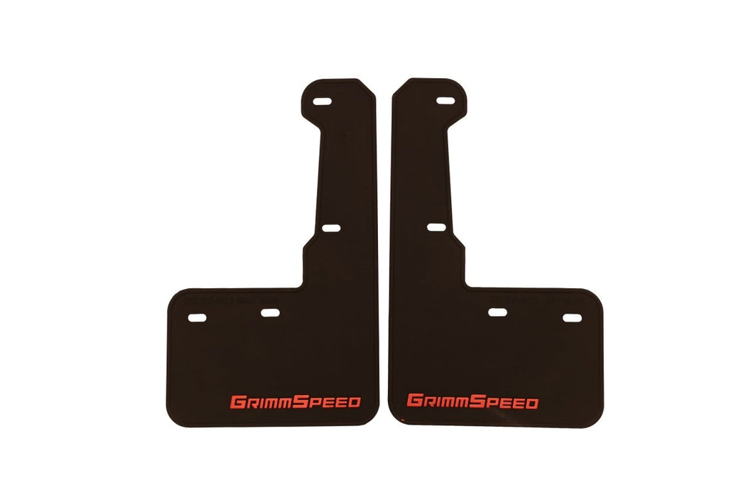GrimmSpeed Mudflaps Black Urethane w/ Red Lettering 2015 - 2021 WRX / 2015 - 2021 STI - GRM.1021.1.RED - Subimods.com