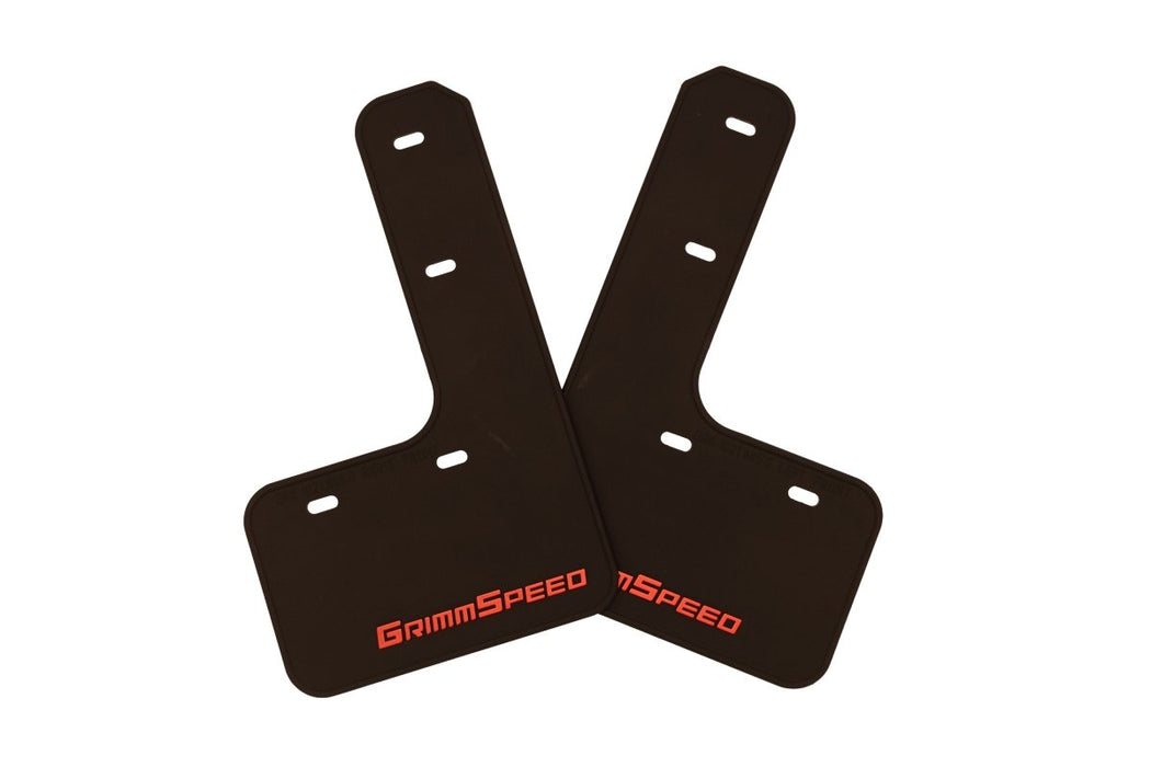 GrimmSpeed Mudflaps Black Urethane w/ Red Lettering 2015 - 2021 WRX / 2015 - 2021 STI - GRM.1021.1.RED - Subimods.com