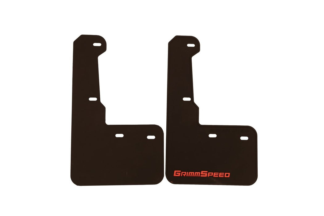 GrimmSpeed Mudflaps Black Urethane w/ Red Lettering 2015 - 2021 WRX / 2015 - 2021 STI - GRM.1021.1.RED - Subimods.com