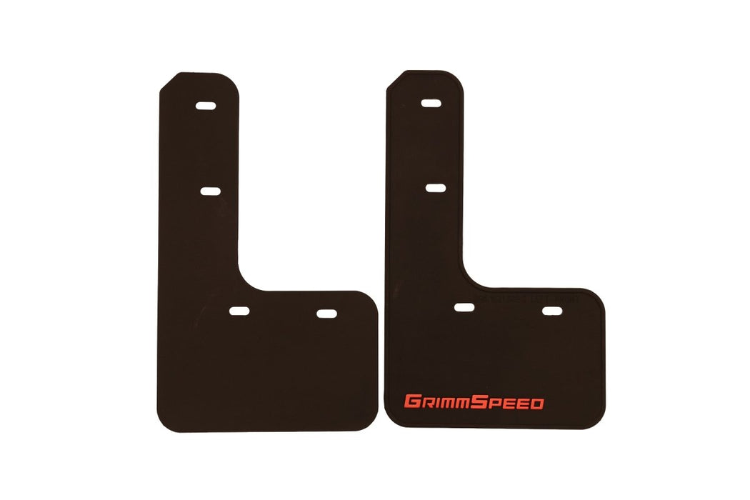 GrimmSpeed Mudflaps Black Urethane w/ Red Lettering 2015 - 2021 WRX / 2015 - 2021 STI - GRM.1021.1.RED - Subimods.com