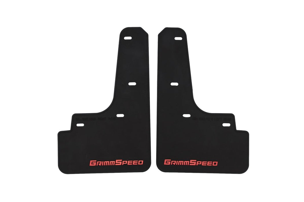 GrimmSpeed Mudflaps Black Urethane w/ Red Lettering 2022 - 2025 WRX - GRM.1022.1.RED - Subimods.com