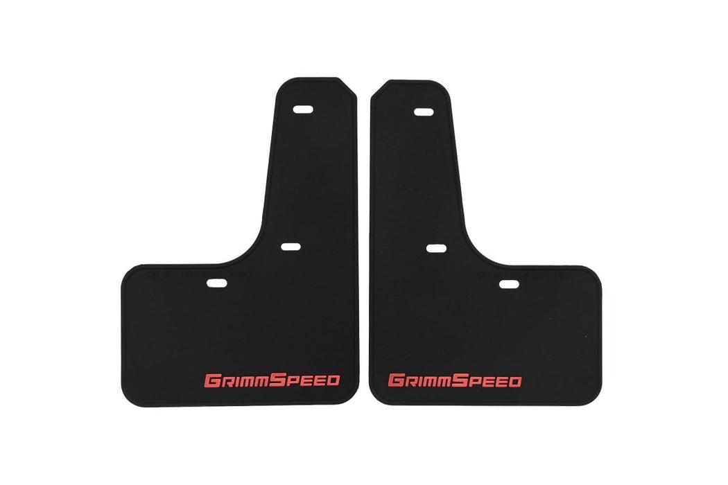 GrimmSpeed Mudflaps Black Urethane w/ Red Lettering 2022 - 2025 WRX - GRM.1022.1.RED - Subimods.com