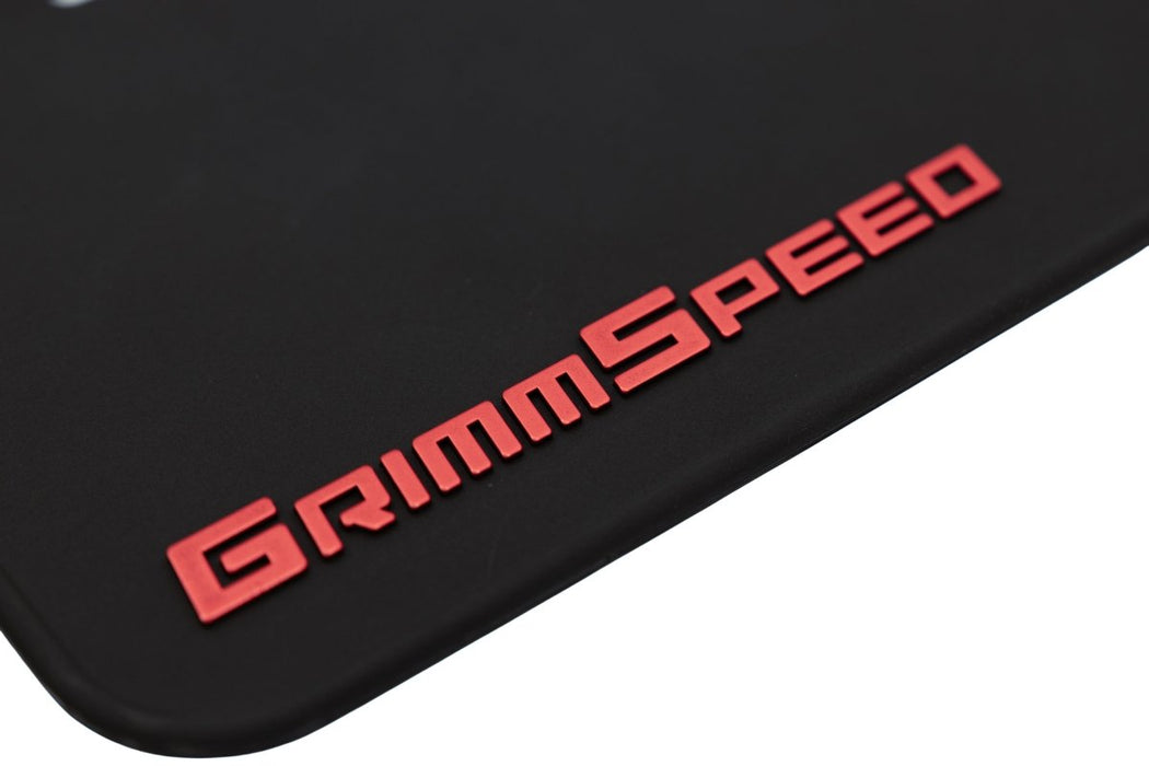 GrimmSpeed Mudflaps Black Urethane w/ Red Lettering 2022 - 2025 WRX - GRM.1022.1.RED - Subimods.com