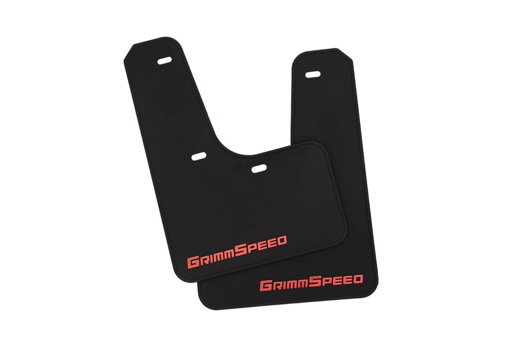 GrimmSpeed Mudflaps Black Urethane w/ Red Lettering 2022 - 2025 WRX - GRM.1022.1.RED - Subimods.com