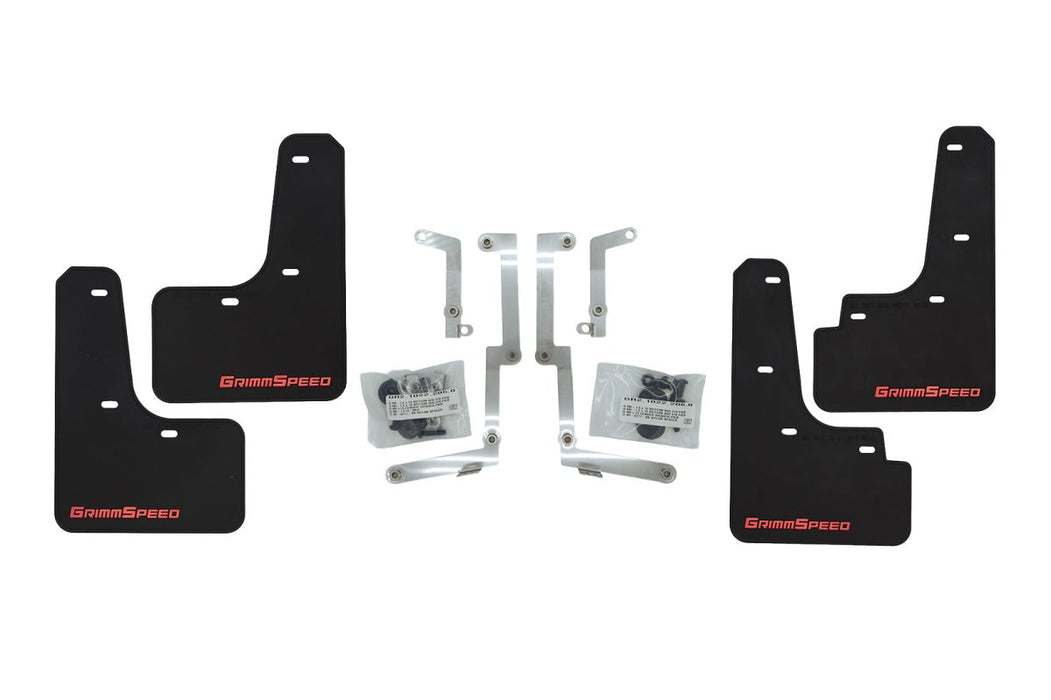 GrimmSpeed Mudflaps Black Urethane w/ Red Lettering 2022 - 2025 WRX - GRM.1022.1.RED - Subimods.com
