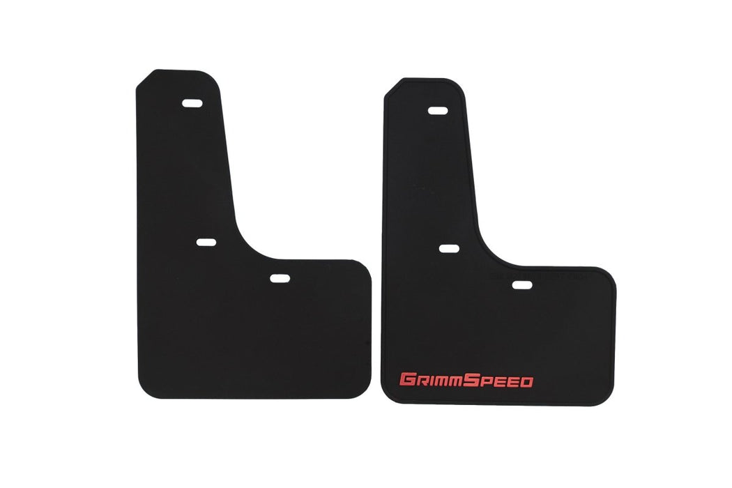 GrimmSpeed Mudflaps Black Urethane w/ Red Lettering 2022 - 2025 WRX - GRM.1022.1.RED - Subimods.com