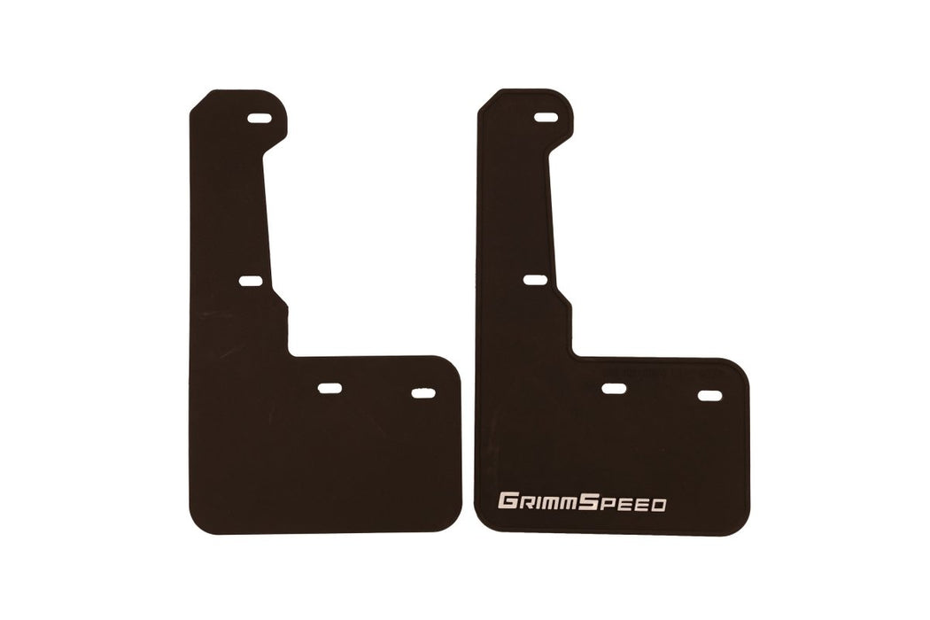 GrimmSpeed Mudflaps Black Urethane w/ White Lettering 2015 - 2021 WRX / 2015 - 2021 STI - GRM.1021.1.WHT - Subimods.com