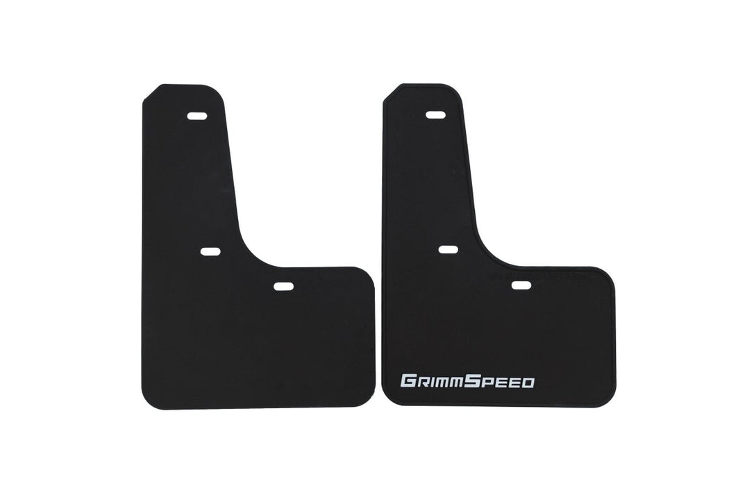 GrimmSpeed Mudflaps Black Urethane w/ White Lettering 2022 - 2025 WRX - GRM.1022.1.WHT - Subimods.com