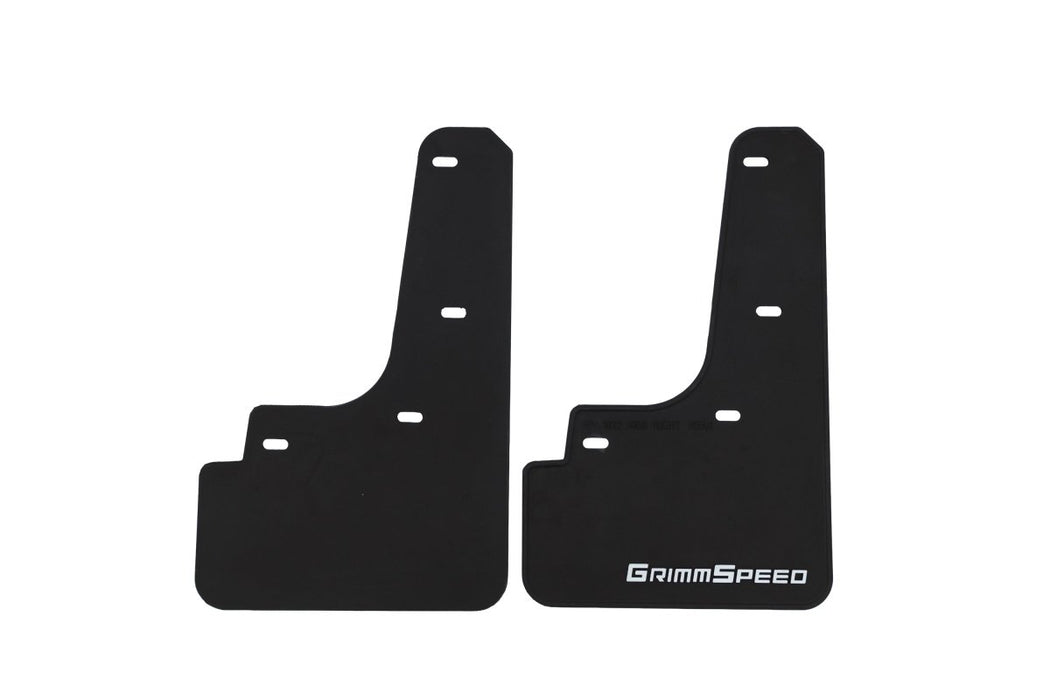 GrimmSpeed Mudflaps Black Urethane w/ White Lettering 2022 - 2025 WRX - GRM.1022.1.WHT - Subimods.com