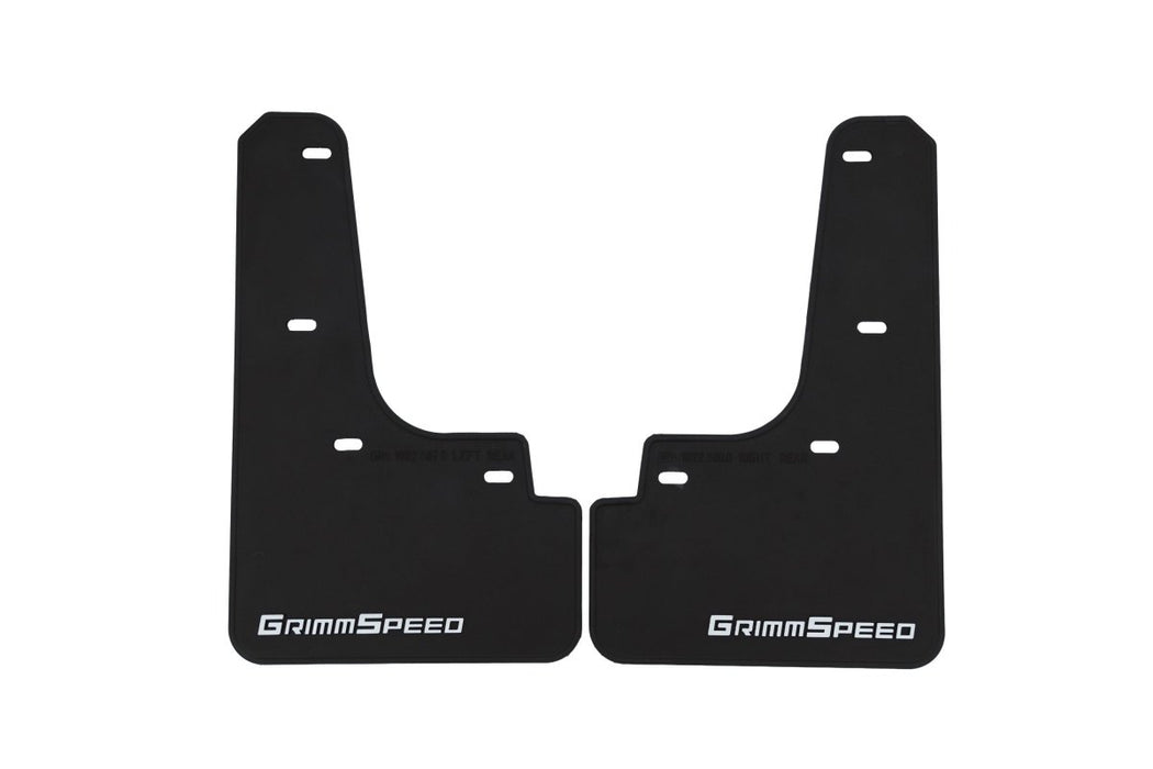 GrimmSpeed Mudflaps Black Urethane w/ White Lettering 2022 - 2025 WRX - GRM.1022.1.WHT - Subimods.com