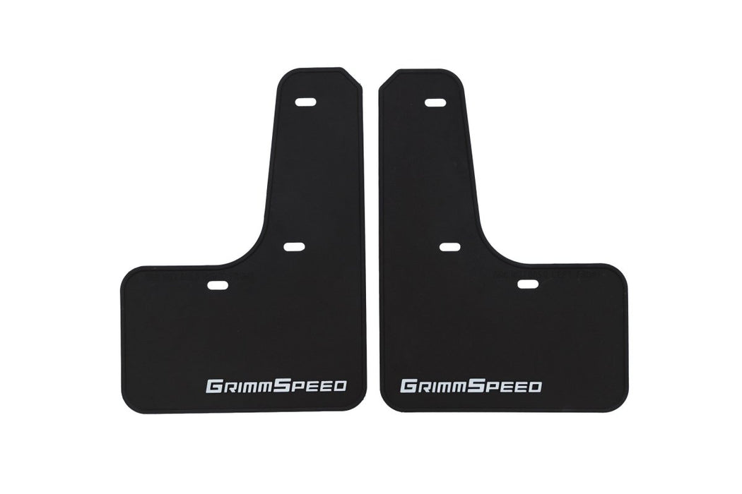 GrimmSpeed Mudflaps Black Urethane w/ White Lettering 2022 - 2025 WRX - GRM.1022.1.WHT - Subimods.com
