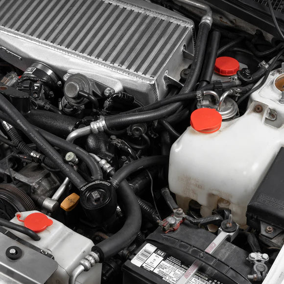 Grimmspeed Red Reservoir Cap Set Most Subaru Models - 120070 - Subimods.com