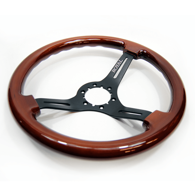 Grip Royal 350mm Deep Dish Steering Wheel w/ Woodgrain Grip and Black Center - GRSW - WD - GRAIN - Subimods.com