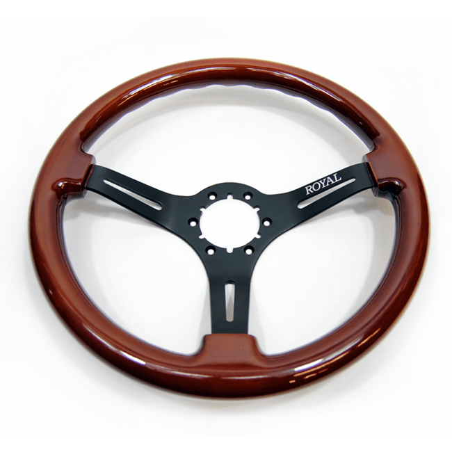 Grip Royal 350mm Deep Dish Steering Wheel w/ Woodgrain Grip and Black Center - GRSW - WD - GRAIN - Subimods.com