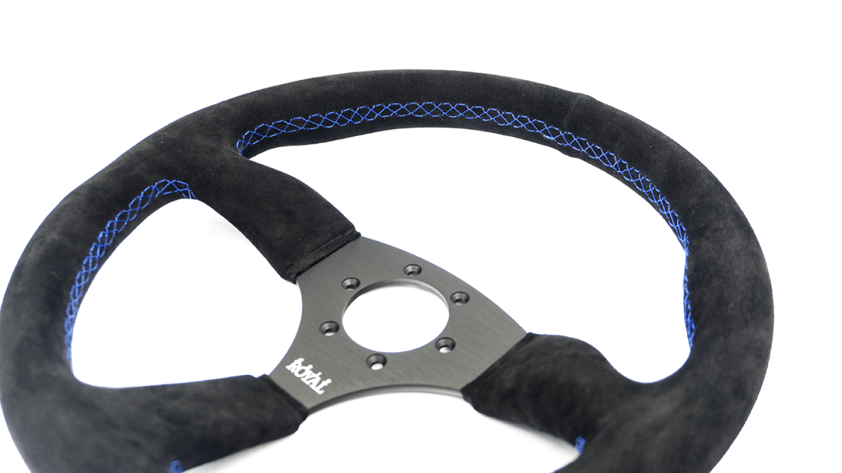 Grip Royal Ace 350mm Deep Dish Steering Wheel w/ Black Suede Grip and Blue Stitching - GRSW - ACE - S - BKB - Subimods.com