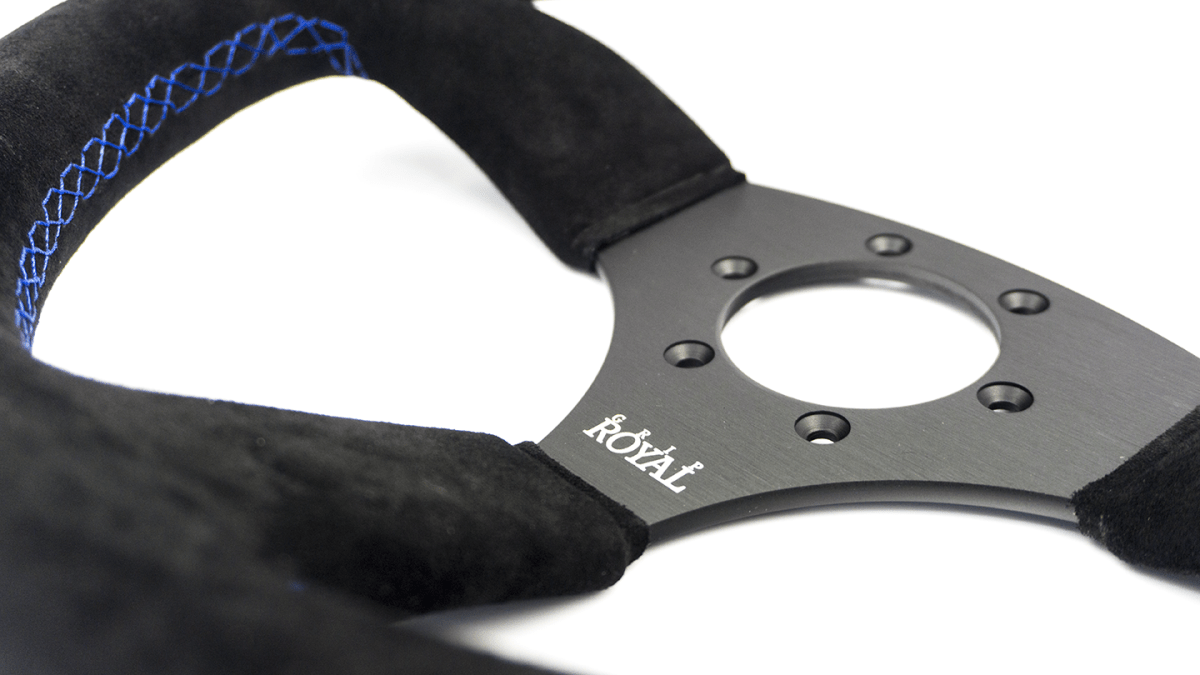 Grip Royal Ace 350mm Deep Dish Steering Wheel w/ Black Suede Grip and Blue Stitching - GRSW - ACE - S - BKB - Subimods.com