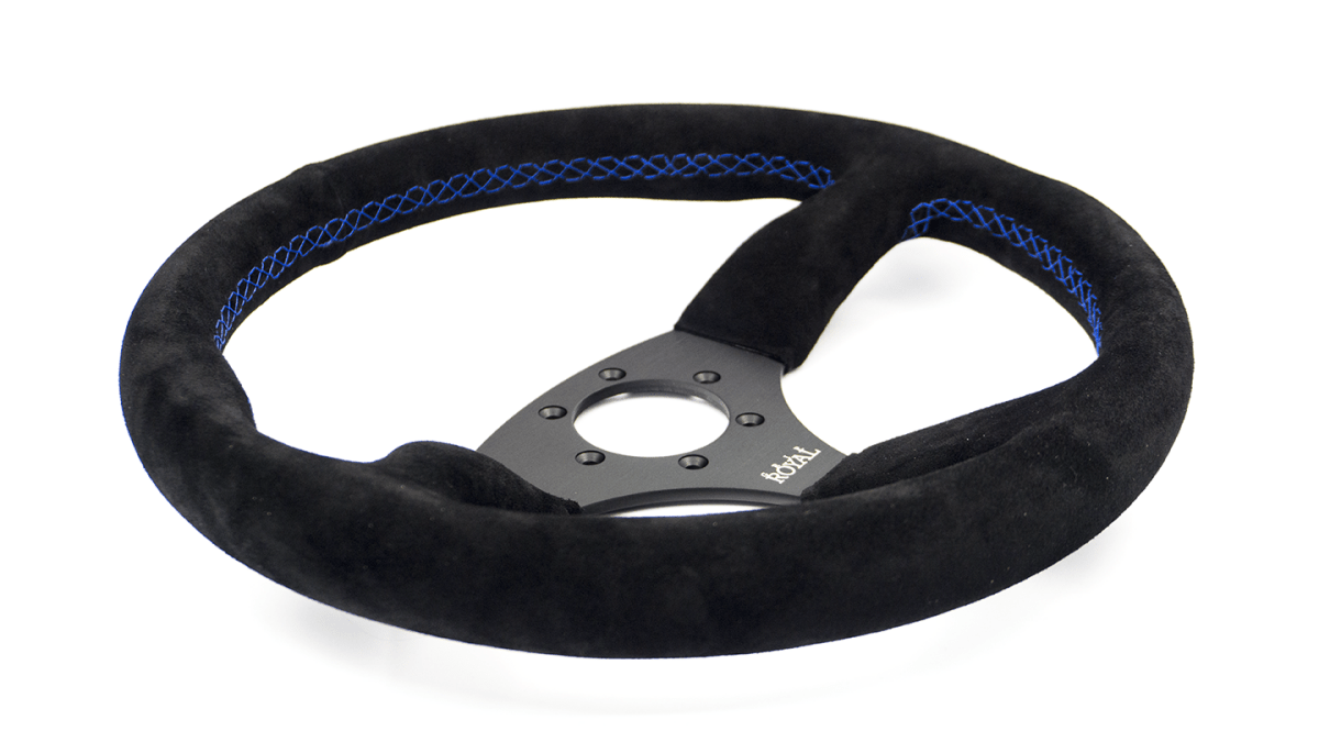 Grip Royal Ace 350mm Deep Dish Steering Wheel w/ Black Suede Grip and Blue Stitching - GRSW - ACE - S - BKB - Subimods.com