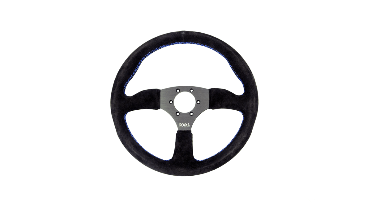 Grip Royal Ace 350mm Deep Dish Steering Wheel w/ Black Suede Grip and Blue Stitching - GRSW - ACE - S - BKB - Subimods.com