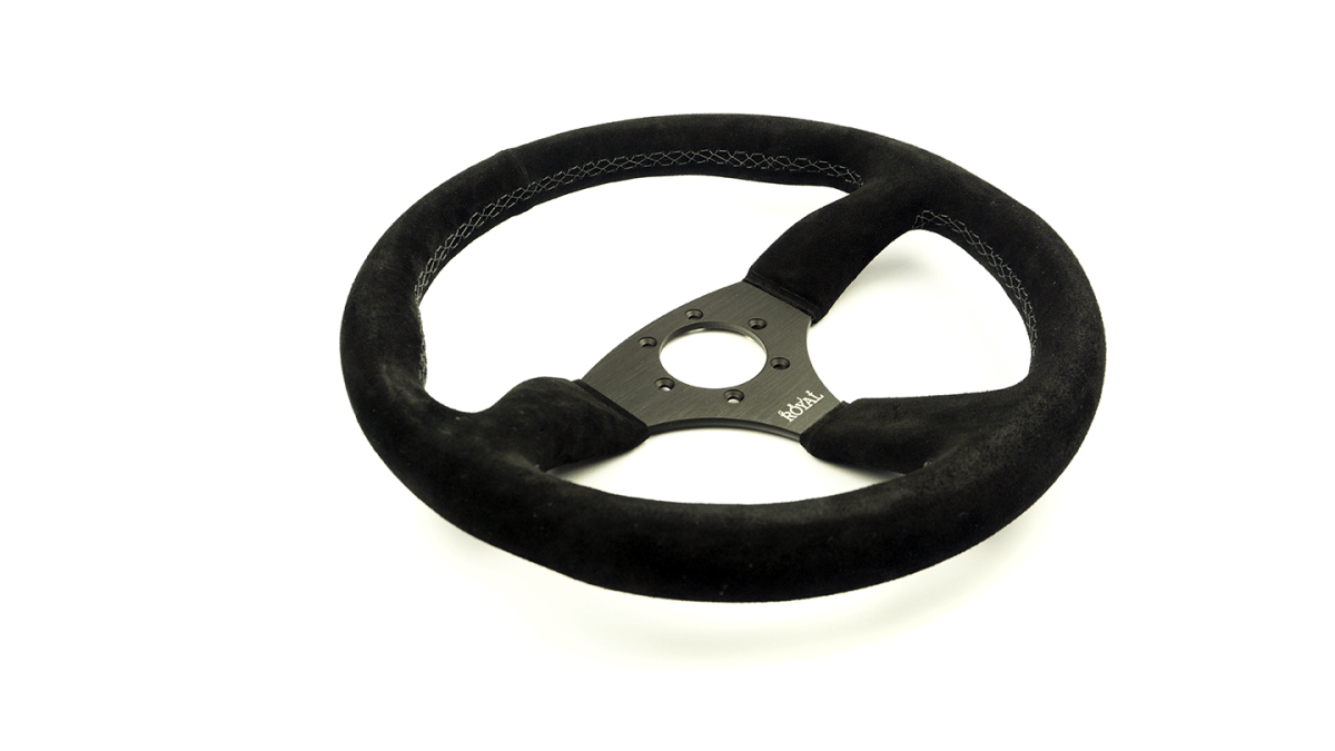 Grip Royal Ace 350mm Deep Dish Steering Wheel w/ Black Suede Grip and Light Black Stitching - GRSW - ACE - S - BKBK - Subimods.com