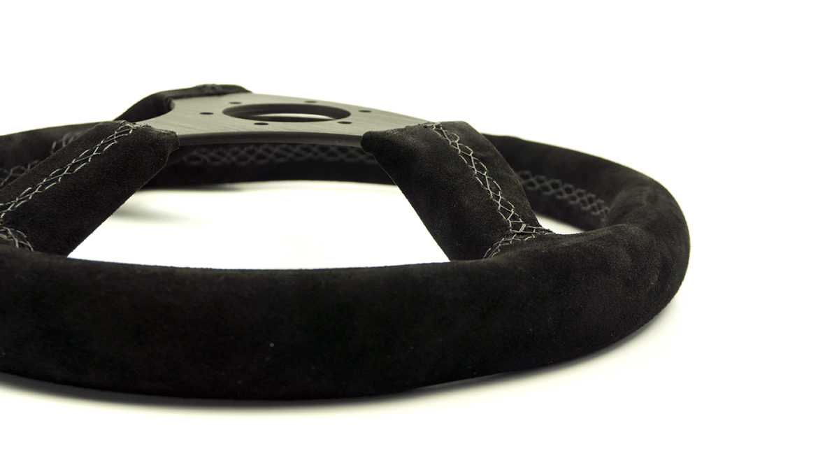 Grip Royal Ace 350mm Deep Dish Steering Wheel w/ Black Suede Grip and Light Black Stitching - GRSW - ACE - S - BKBK - Subimods.com