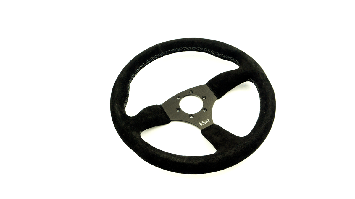 Grip Royal Ace 350mm Deep Dish Steering Wheel w/ Black Suede Grip and Light Black Stitching - GRSW - ACE - S - BKBK - Subimods.com