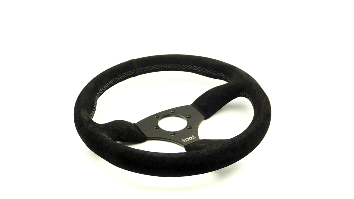 Grip Royal Ace 350mm Deep Dish Steering Wheel w/ Black Suede Grip and Light Black Stitching - GRSW - ACE - S - BKBK - Subimods.com
