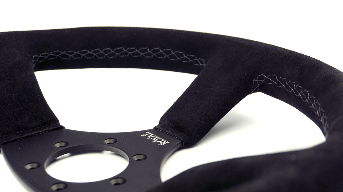 Grip Royal Ace 350mm Deep Dish Steering Wheel w/ Black Suede Grip and Light Black Stitching - GRSW - ACE - S - BKBK - Subimods.com