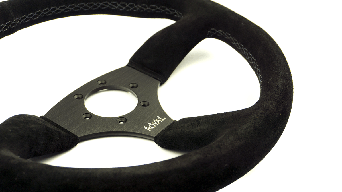 Grip Royal Ace 350mm Deep Dish Steering Wheel w/ Black Suede Grip and Light Black Stitching - GRSW - ACE - S - BKBK - Subimods.com