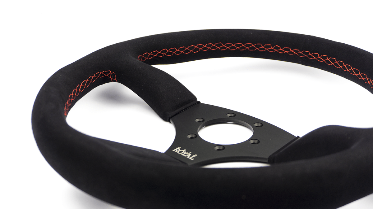 Grip Royal Ace 350mm Deep Dish Steering Wheel w/ Black Suede Grip and Red Stitching - GRSW - ACE - S - BKRD - Subimods.com