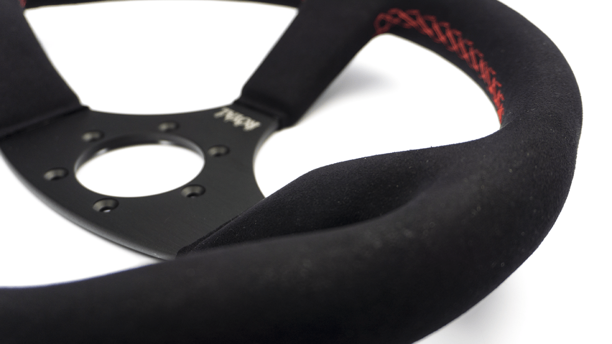 Grip Royal Ace 350mm Deep Dish Steering Wheel w/ Black Suede Grip and Red Stitching - GRSW - ACE - S - BKRD - Subimods.com