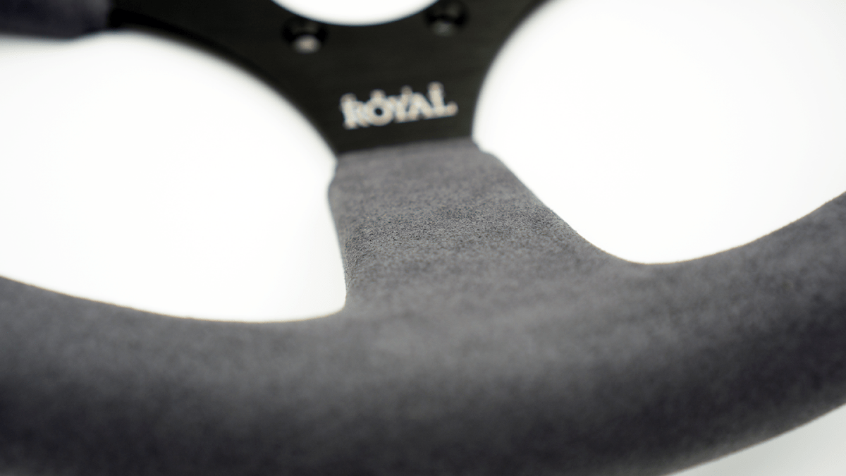 Grip Royal Ace 350mm Deep Dish Steering Wheel w/ Grey Suede Grip and Grey Stitching - GRSW - ACE - S - GYGY - Subimods.com