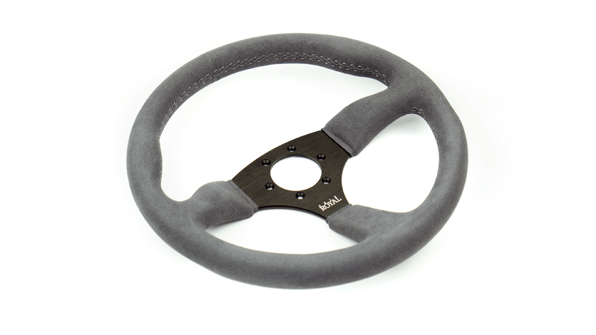 Grip Royal Ace 350mm Deep Dish Steering Wheel w/ Grey Suede Grip and Grey Stitching - GRSW - ACE - S - GYGY - Subimods.com