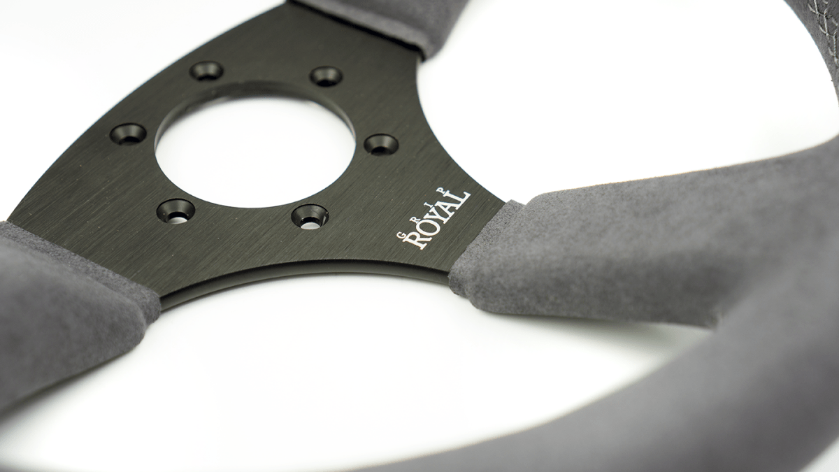 Grip Royal Ace 350mm Deep Dish Steering Wheel w/ Grey Suede Grip and Grey Stitching - GRSW - ACE - S - GYGY - Subimods.com
