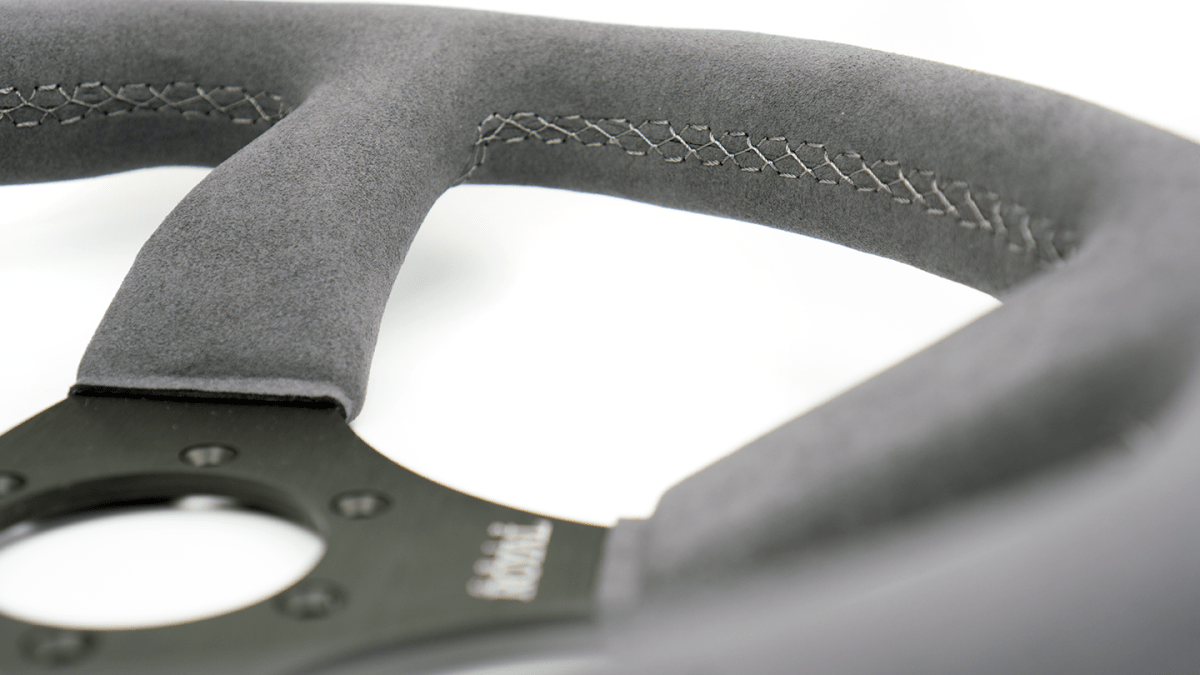 Grip Royal Ace 350mm Deep Dish Steering Wheel w/ Grey Suede Grip and Grey Stitching - GRSW - ACE - S - GYGY - Subimods.com