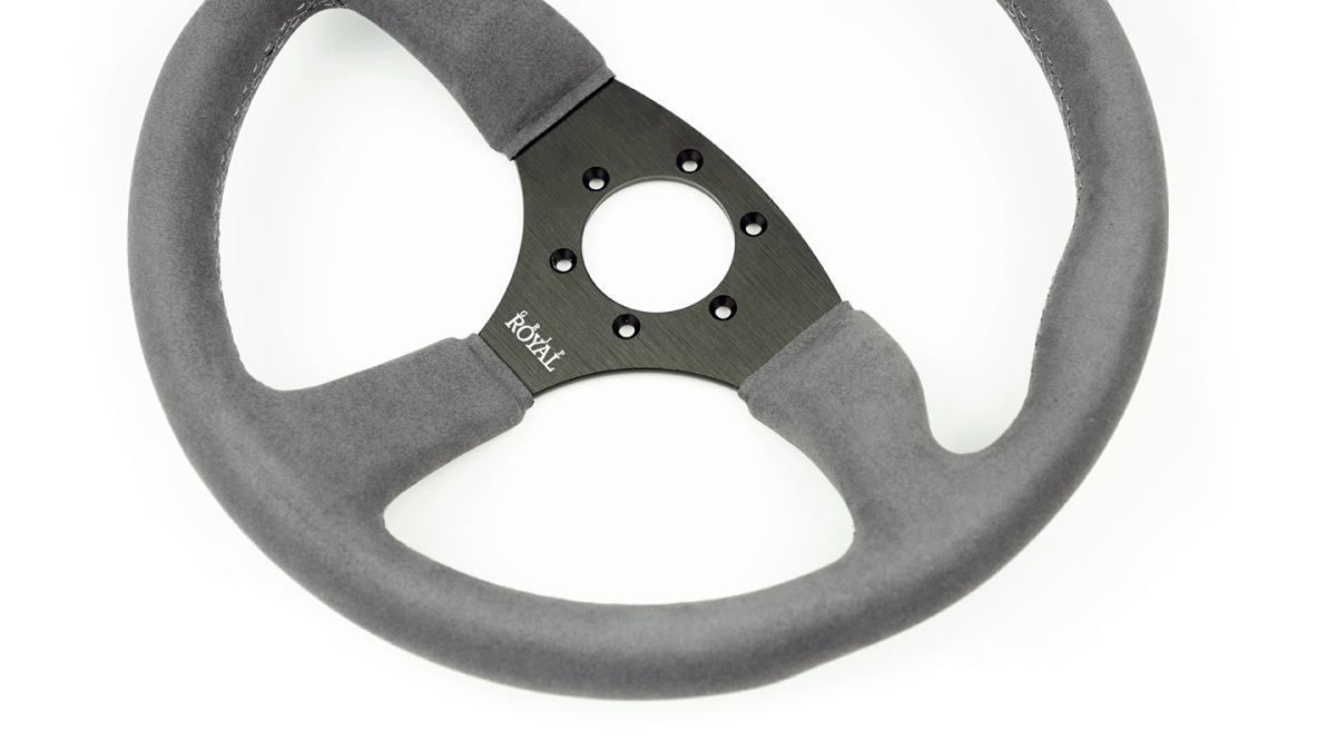 Grip Royal Ace 350mm Deep Dish Steering Wheel w/ Grey Suede Grip and Grey Stitching - GRSW - ACE - S - GYGY - Subimods.com