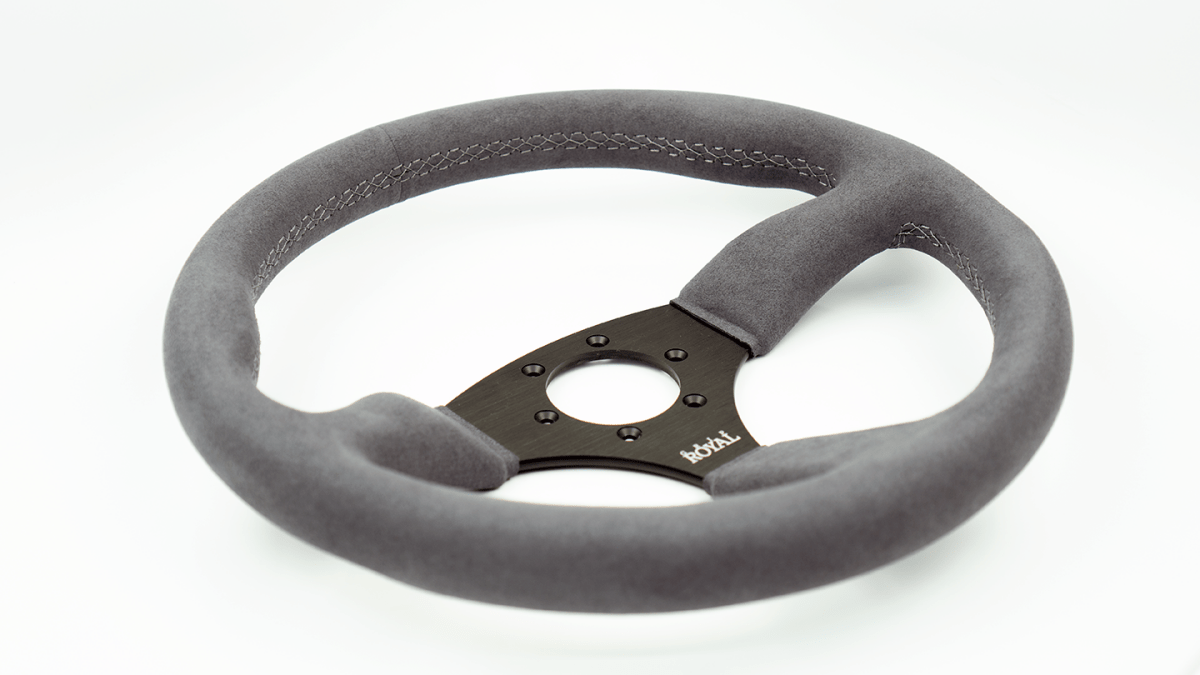 Grip Royal Ace 350mm Deep Dish Steering Wheel w/ Grey Suede Grip and Grey Stitching - GRSW - ACE - S - GYGY - Subimods.com