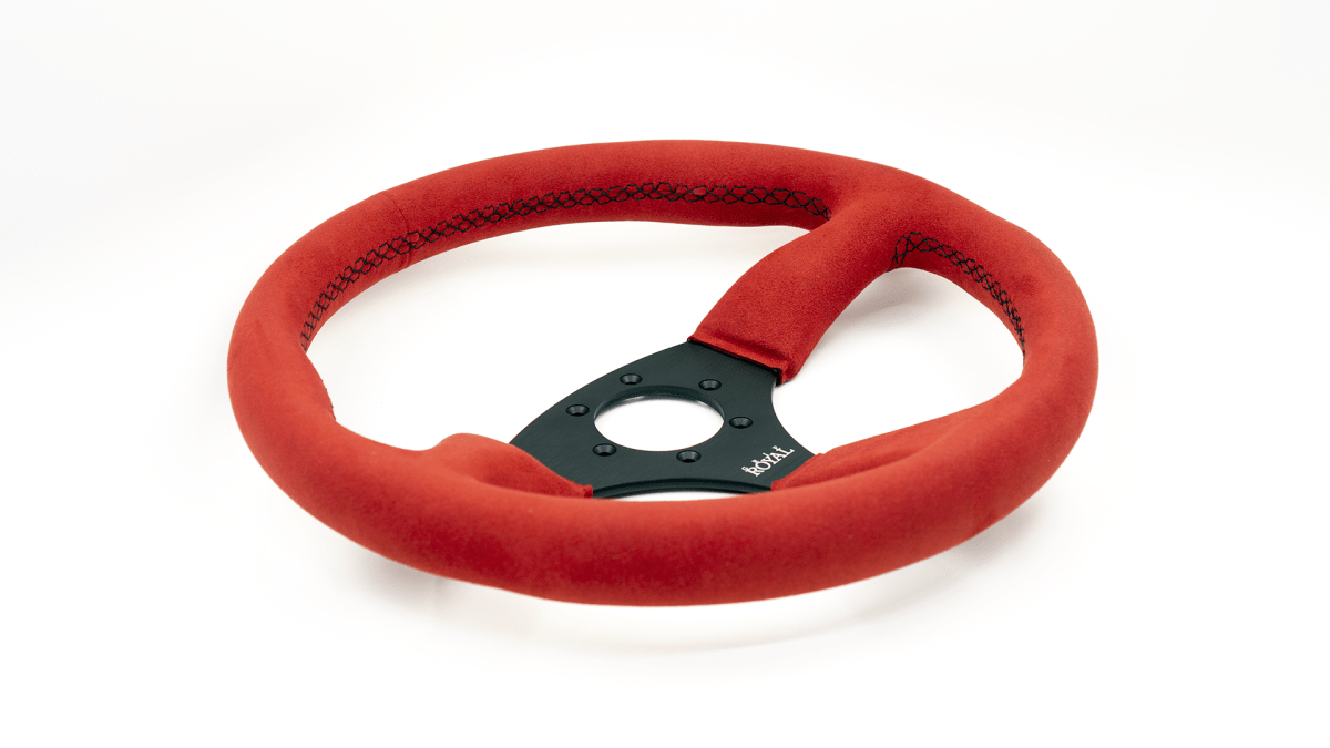 Grip Royal Ace 350mm Deep Dish Steering Wheel w/ Red Suede Grip and Black Stitching - GRSW - ACE - S - RDBK - Subimods.com