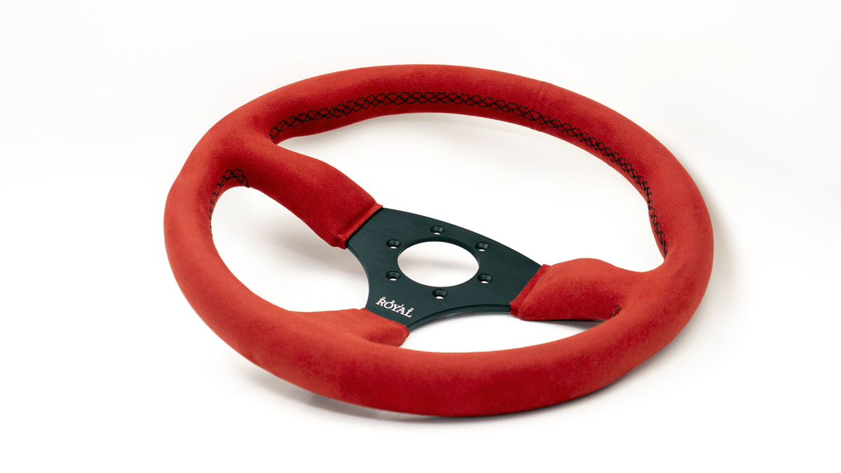 Grip Royal Ace 350mm Deep Dish Steering Wheel w/ Red Suede Grip and Black Stitching - GRSW - ACE - S - RDBK - Subimods.com
