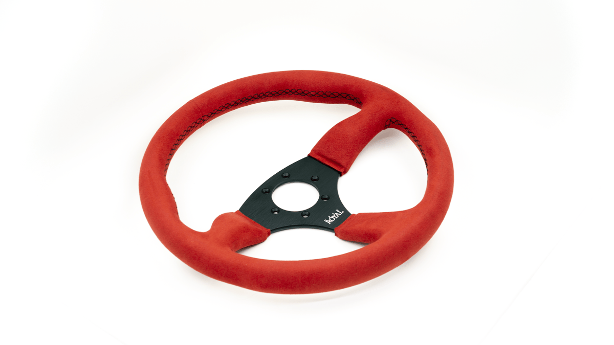 Grip Royal Ace 350mm Deep Dish Steering Wheel w/ Red Suede Grip and Black Stitching - GRSW - ACE - S - RDBK - Subimods.com