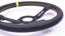 Grip Royal Brute 350mm Deep Dish Steering Wheel w/ Black Leather Grip, Gold Stitching, and Gold TDC Stripe - GRSW - BRT - L - BKGD - TDCGD - Subimods.com