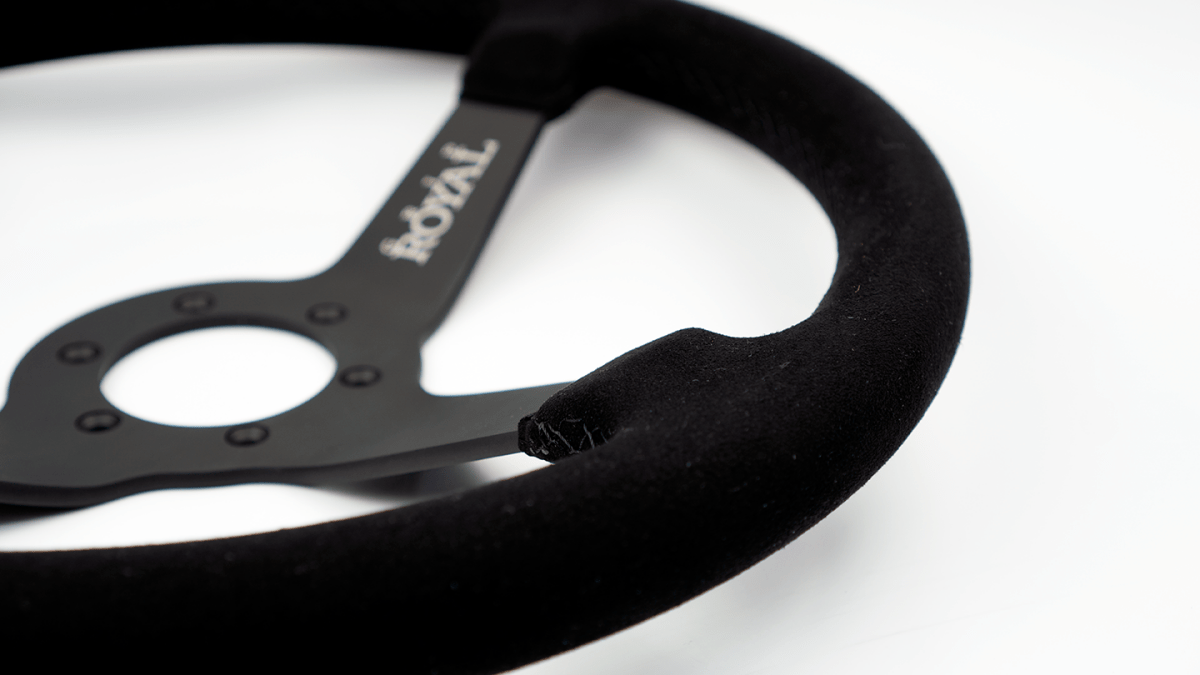 Grip Royal Brute 350mm Deep Dish Steering Wheel w/ Black Suede Grip, and Black Stitching - GRSW - BRT - S - BKBK - Subimods.com