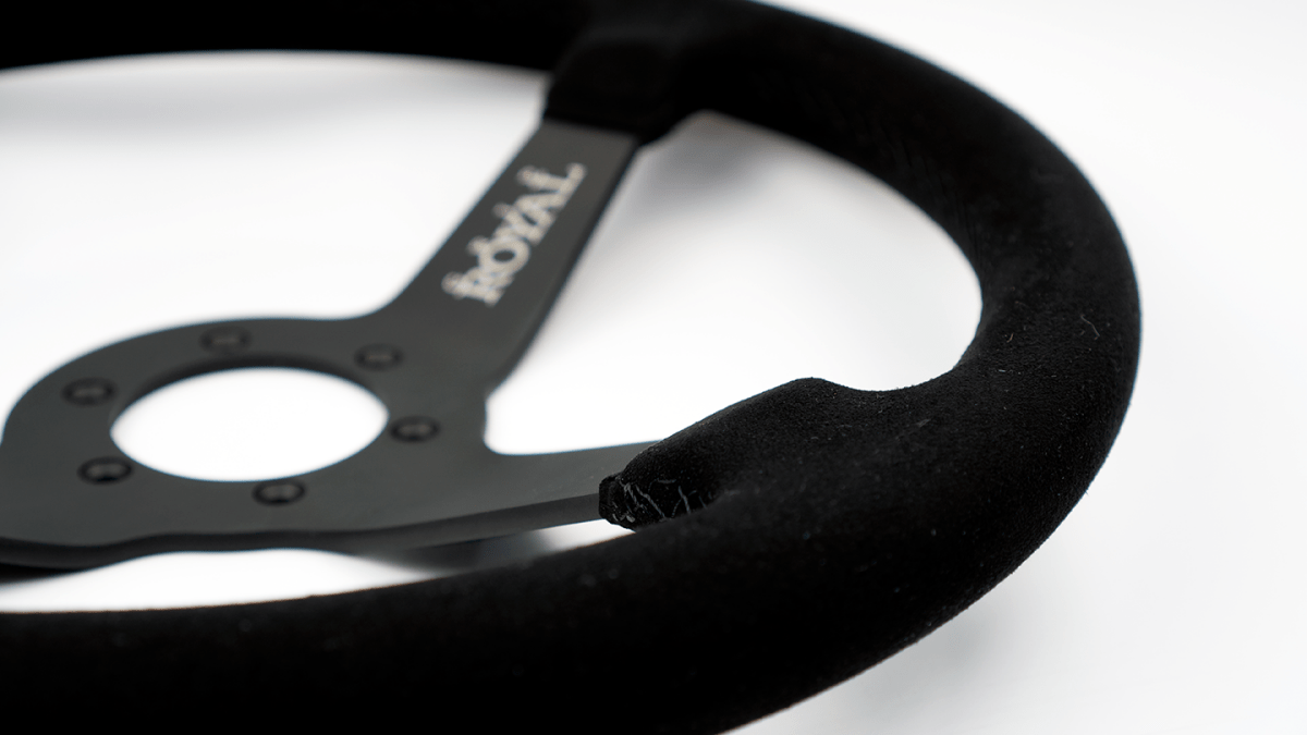 Grip Royal Brute 350mm Deep Dish Steering Wheel w/ Black Suede Grip, and Black Stitching - GRSW - BRT - S - BKBK - Subimods.com