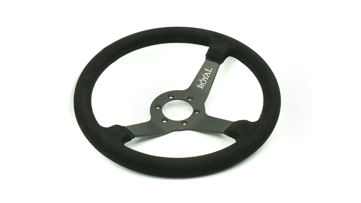 Grip Royal Brute 350mm Deep Dish Steering Wheel w/ Black Suede Grip, and Black Stitching - GRSW - BRT - S - BKBK - Subimods.com
