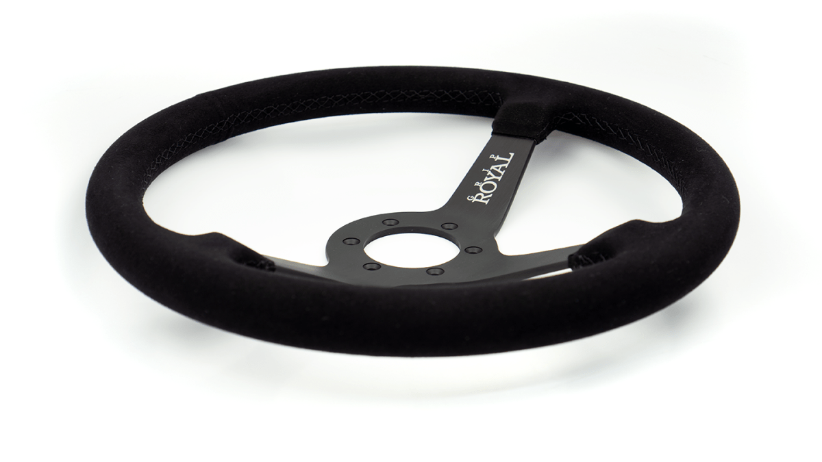 Grip Royal Brute 350mm Deep Dish Steering Wheel w/ Black Suede Grip, and Black Stitching - GRSW - BRT - S - BKBK - Subimods.com